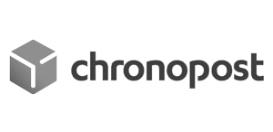 Logo du transporteur Chronopost en noir et blanc
